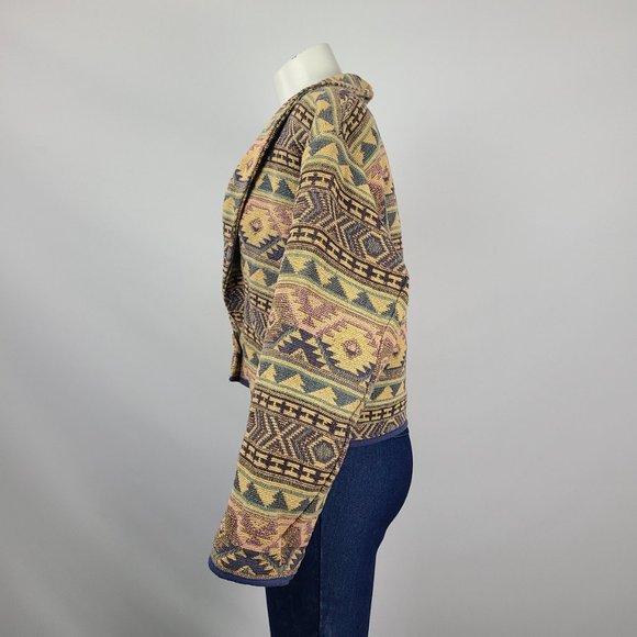 Vintage Flashback Cotton Woven Yellow Navaho Jacket Size M - Picture 5 of 12